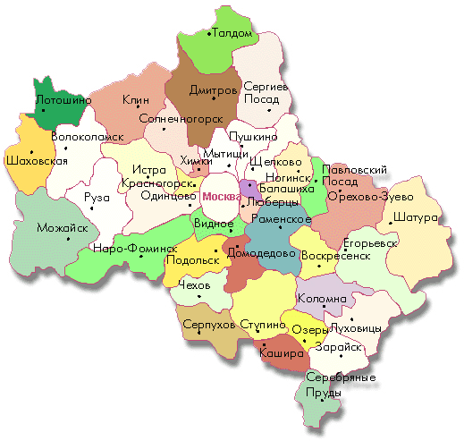 Карта-схема Московской области
