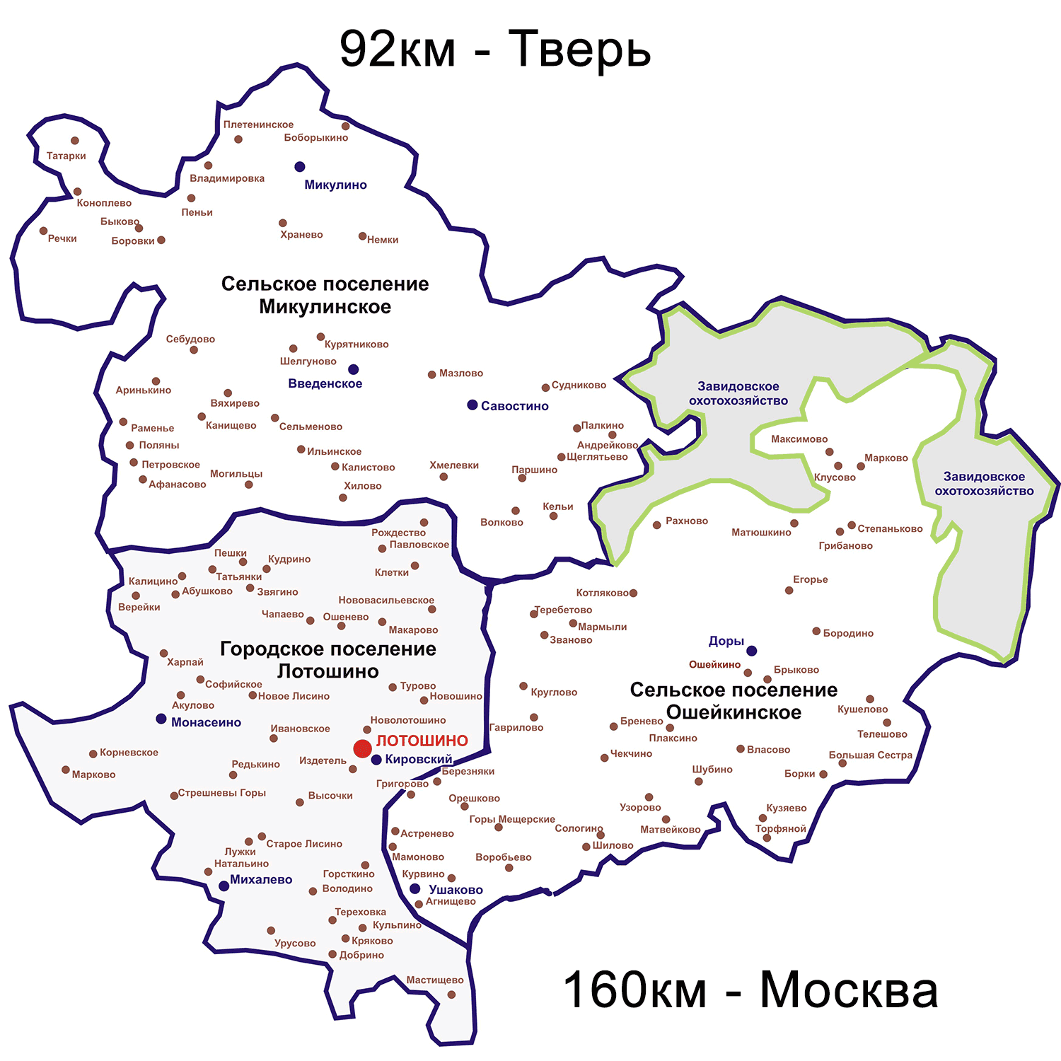 Населённые пункты Лотошинского района